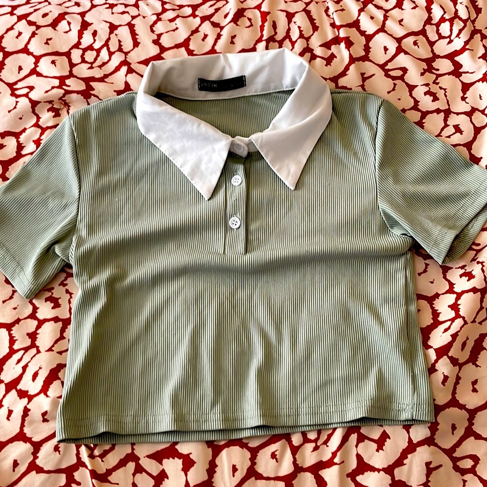 Mushroom shirt and normal green shirt with collar